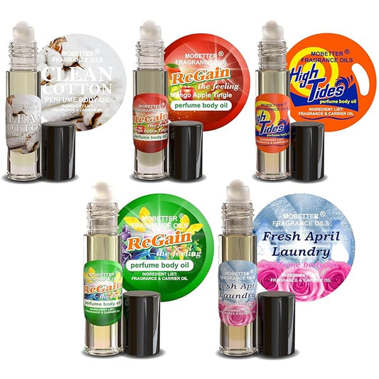 MOBETTER FRAGRANCE OILS Unisex Perfume Body Oil Bundle - Set of 5 | Roll-On, Long Lasting, Travel Friendly, Alcohol-Free