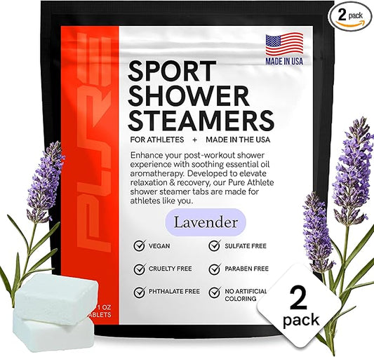 Sport Shower Steamers - Made in USA with Natural Lavender Essential Oil, Aromatherapy, Stress and Sinus Relief, Muscle Recovery for Athletes, Best Unique Birthday Gifts for Self Care Relaxation