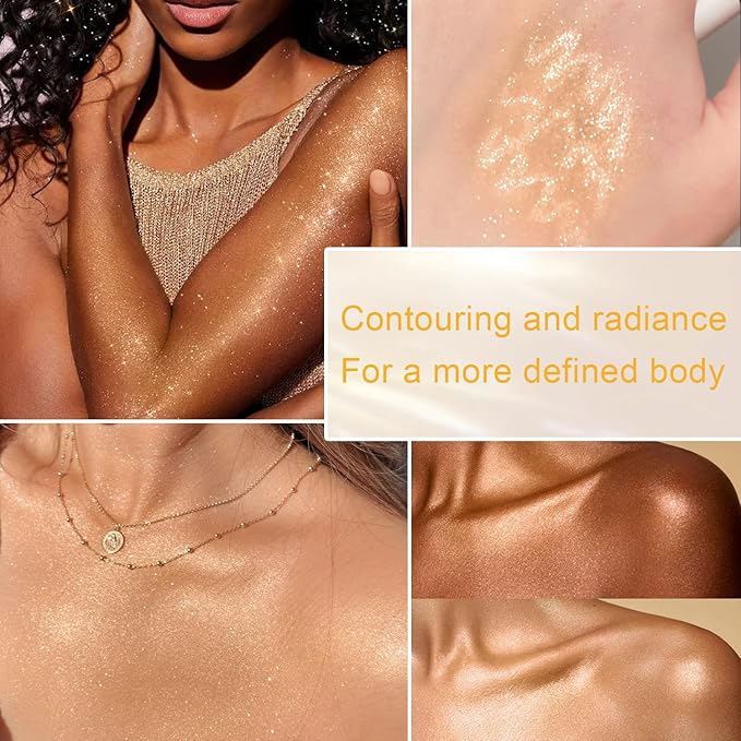 Body Glow Oil, SPF 45 PA+++, Sunscreen Body Oil with AMBER Mica, Moisturizing Coconut with Vitamin E, Glow Moisturizer, Lightweight, Water Resistant, 3.72 fl oz (#3 AMBER)