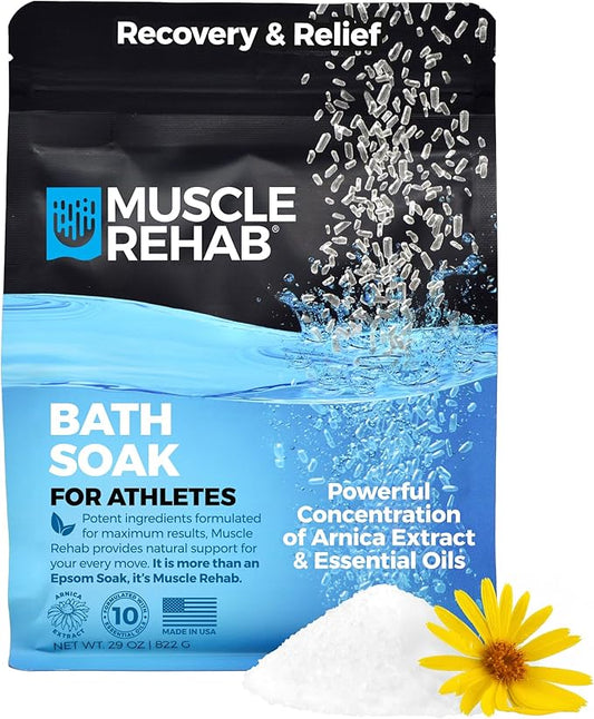 Epsom Salts with Arnica for Soaking for Pain-Magnesium Soak for Sports Recovery, Soak for Athletes with Essential Oils, and Turmeric - Hydrating Sore Muscle Bath Soak