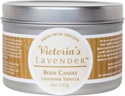 Victoria's Lavender Vanilla Lavender Massage Candle Wax - Aromatherapy Candle That Turns Into Massage Oil, Travel Size, Made in The USA by Victoria's Lavender - (8 Oz)