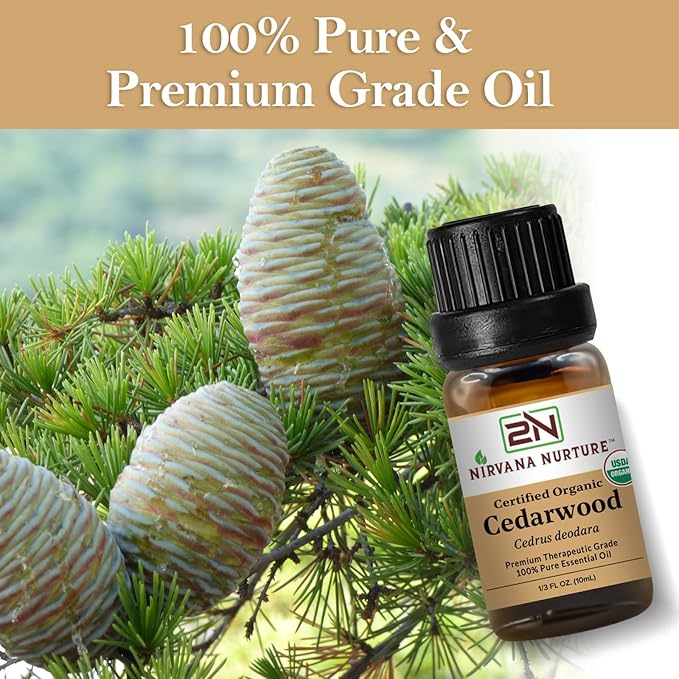 Cedarwood Essential Oil USDA Certified Organic, 100% Pure Natural Premium Grade, Undiluted