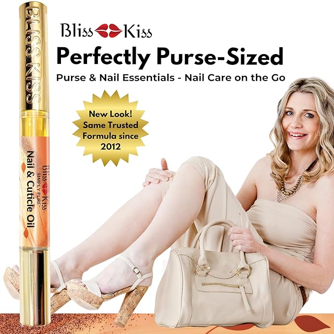 Bliss Kiss | 1 Pumpkin Spice Latte Fragrance | Nail Oil Cuticle Pen w/Vitamin E & Jojoba⏤Nail Strengthener Nail Growth Serum for Brittle Peeling Breaking Thin Nails