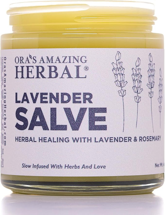 Lavender Salve Balm, Repair Ointment Hand Cream for Dry Skin with Calendula and Coconut Oil, Lavender Essential Oil, Aromatherapy for Relaxation Massage, Ora's Amazing Herbal, 4 oz