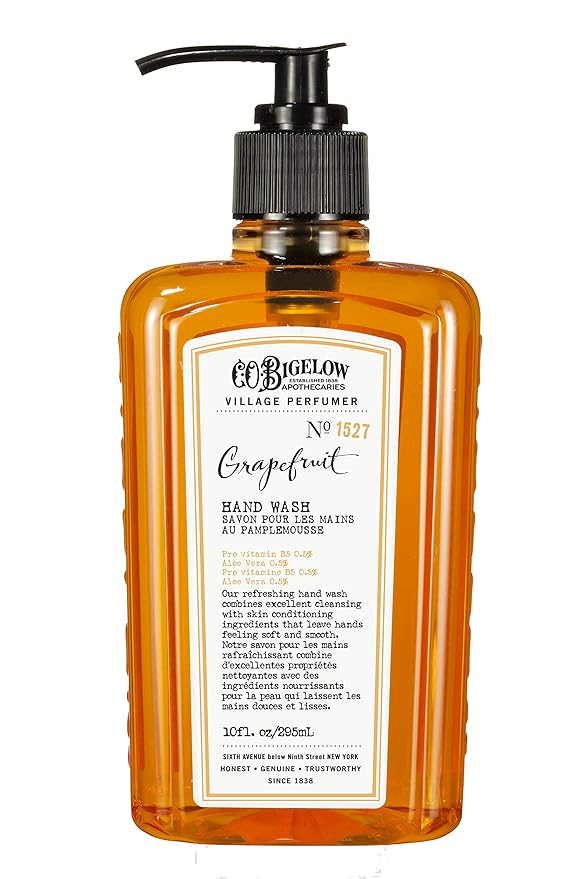 C.O. Bigelow Grapefruit Hand Wash, Village Perfumer Liquid Hand Soap with Aloe Vera & B5, 10 Fl Oz