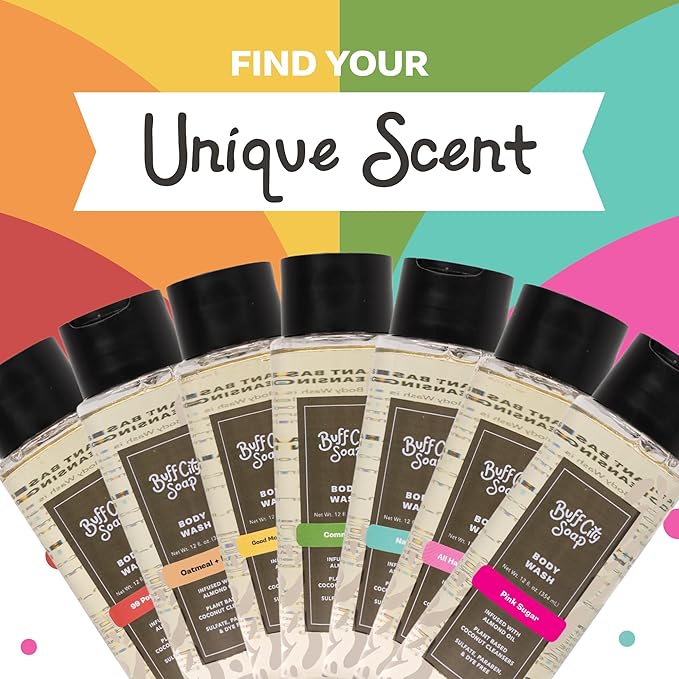 Buff City Soap Plant-Based Body Wash- Coconut Cleansers & Almond Oil Infused, Gentle & Rich Non-Drying Lather, Helps Reduce Moisture Loss & Supports Skin Barrier-Good Morning Sunshine, 12 fl oz