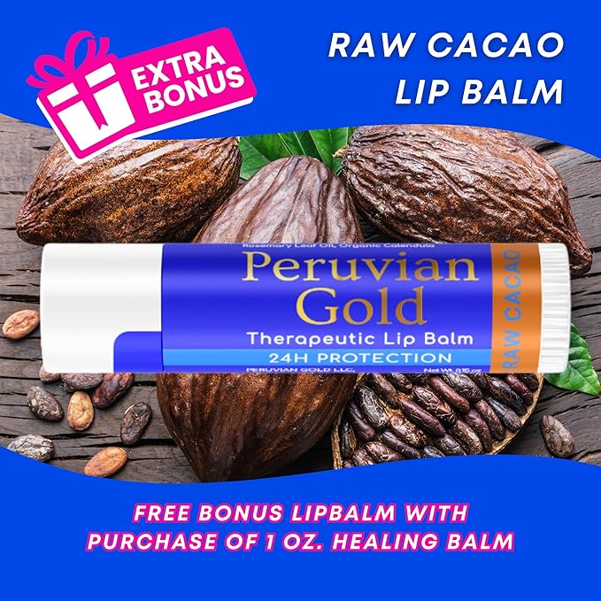 Llama Mama Peruvian Gold | Organic All Purpose Healing Balm | Scars, Eczema, Facial Moisturizer Cream, Dry Skin, Hair, Sun Burns | (1 Fl Oz) | BONUS Lip Balm | All Organic Fair Trade Ingredients