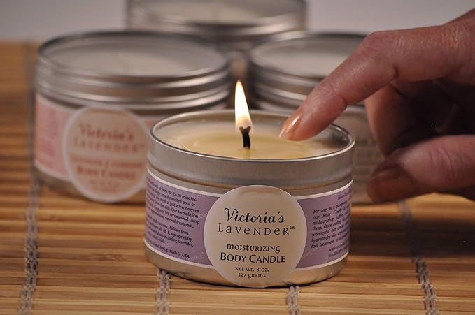 Victoria's Lavender Vanilla Lavender Massage Candle Wax - Aromatherapy Candle That Turns Into Massage Oil, Travel Size, Made in The USA by Victoria's Lavender - (8 Oz)