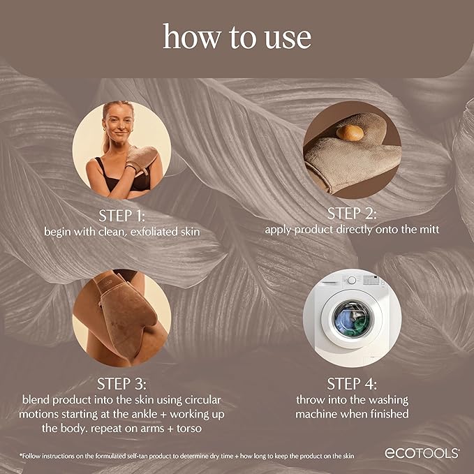 EcoTools Good Tan Full-Body Tanning Mitt, For Self Application, Use Soft Tanner Mitt With Mousse, Lotions, & Waters, Eco Friendly Sunless Applicator, Vegan, & Cruelty-Free, 1 Count