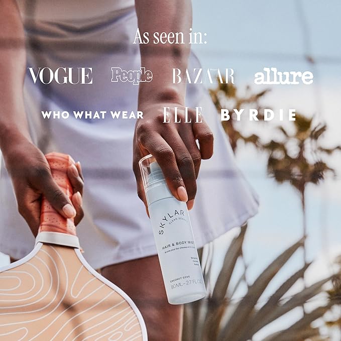 Skylar Coconut Cove Hair & Body Mist | Hypoallergenic & Clean Fragrance | Vegan, Cruelty Free, and Safe For Sensitive Skin | 80 ML, 2.7 Fl Oz