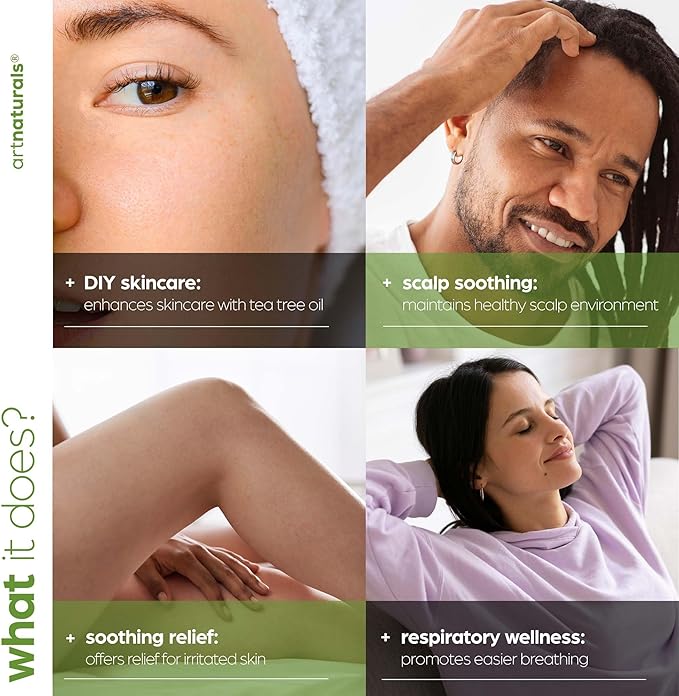 artnaturals Tea Tree Essential Oil (4.0 Fl Oz / 118ml)- 100% Pure Oils Premium Melaleuca Therapeutic Grade Best for Acne, Skin, Hair, Nails, Face and Body Wash Aromatherapy & Diffuser