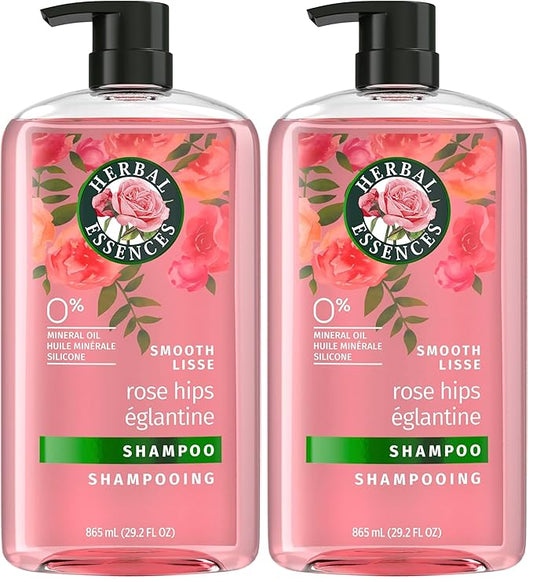 Herbal Essences Rose Hips Shampoo - Smooth, Shiny Hair with Vitamin E & Jojoba, Safe for Color Treated Hair, Floral Scent, Cruelty-Free, Dermatologist-Tested, 29.2 Fl Oz (Pack of 2)