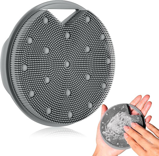 Silicone Body Scrubber for Men Women - Anti Zinc Infused-Exfoliating Body Wash Scrubber,Heavy nodes Deeply Relieve,Vascular plaques,Lymphatic Drainage,Blood Circulation- Gray