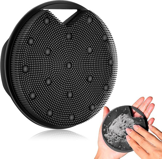 Silicone Body Scrubber for Men Women - Anti Zinc Infused-Exfoliating Body Wash Scrubber,Heavy nodes Deeply Relieve,Vascular plaques,Lymphatic Drainage,Blood Circulation - Black